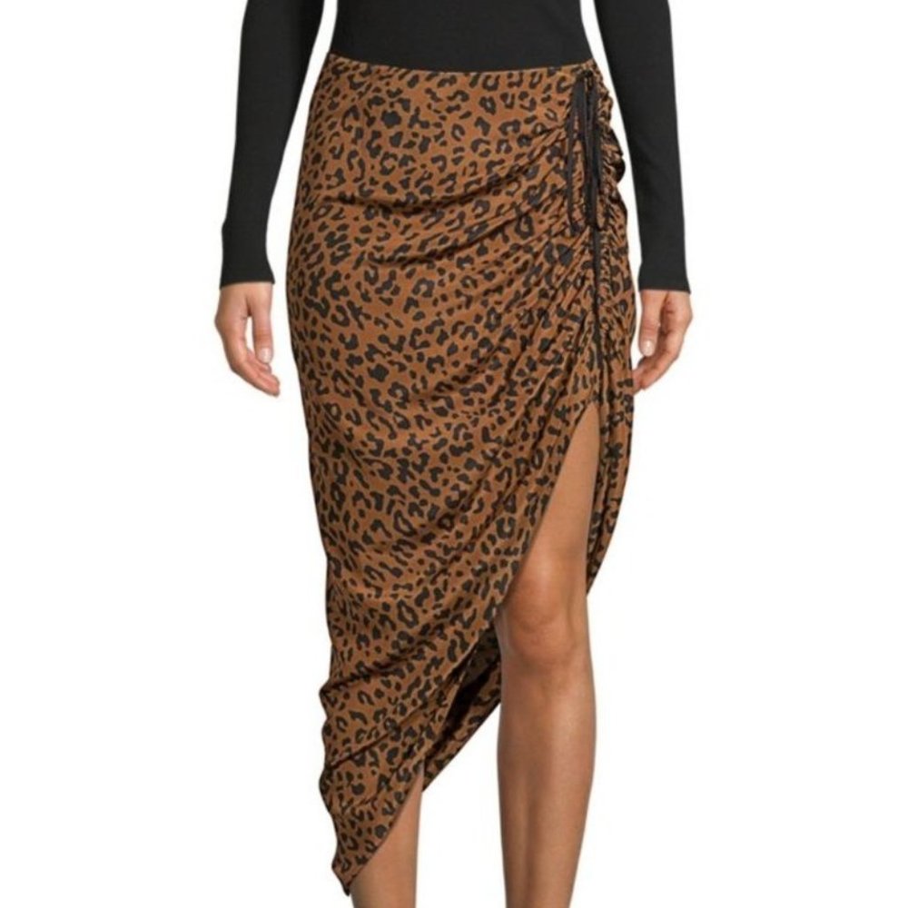 Diane Von Furstenberg Asymmetrical Ruched Midi Skirt in Heyford Coca Size 6